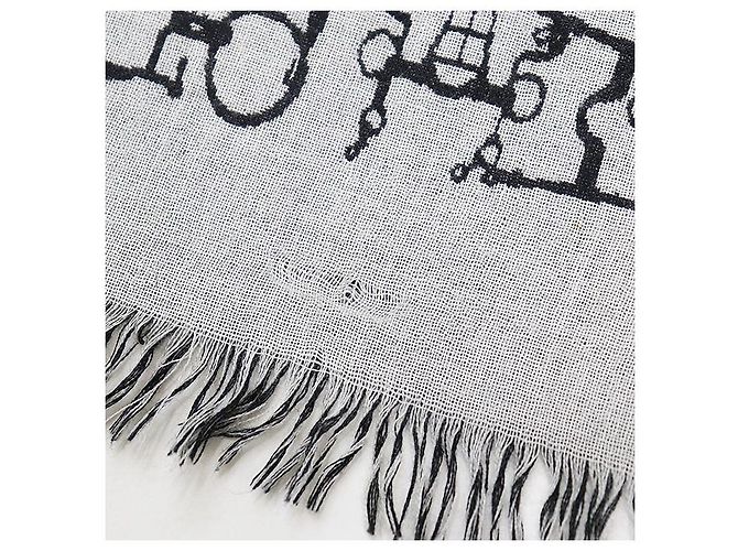 Lenço de seda e cashmere Hermès Collection Equestre Marrom Preto - vista 6