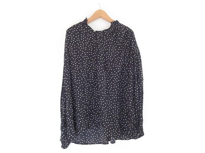 Autre Marque Green Label Relaxing Bluse mit gerafften Rüschen Schwarz - Ansicht 2