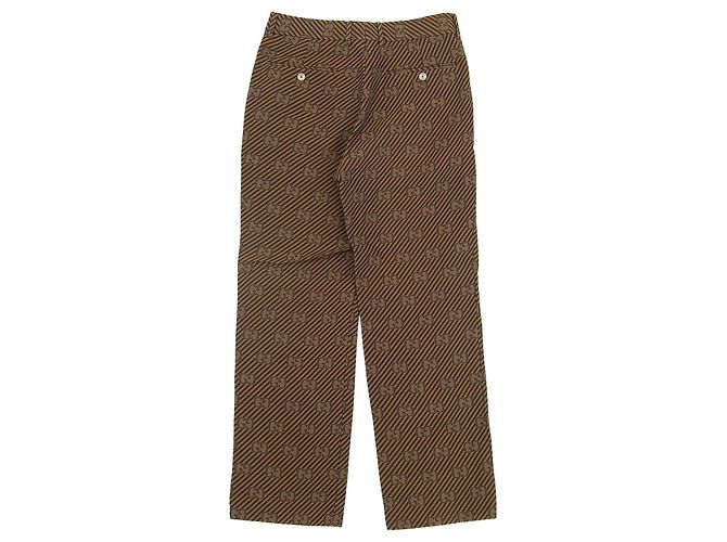 Pantaloni in cotone e seta Gucci con motivo a righe logo GG Marrone - vista 2