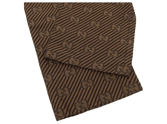 Pantaloni in cotone e seta Gucci con motivo a righe logo GG Marrone - vista 4