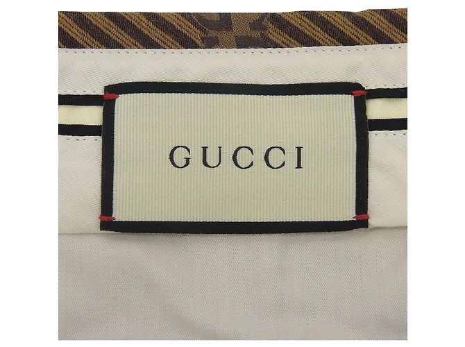 Pantaloni in cotone e seta Gucci con motivo a righe logo GG Marrone - vista 5