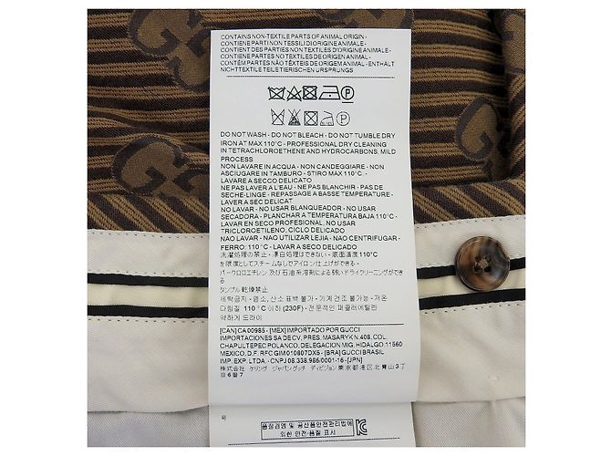 Pantaloni in cotone e seta Gucci con motivo a righe logo GG Marrone - vista 7