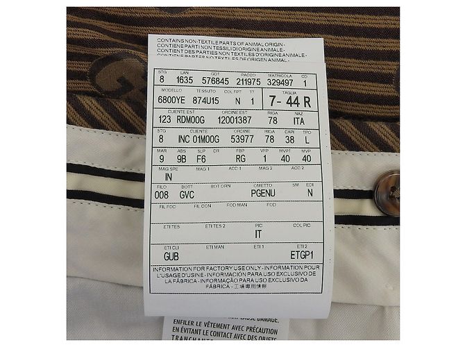 Pantaloni in cotone e seta Gucci con motivo a righe logo GG Marrone - vista 8
