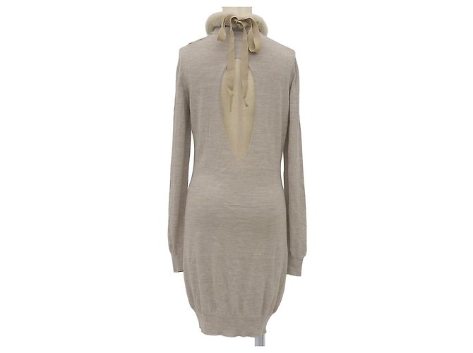 Fendi Kleid aus Nerz-Wolle Beige - Ansicht 2