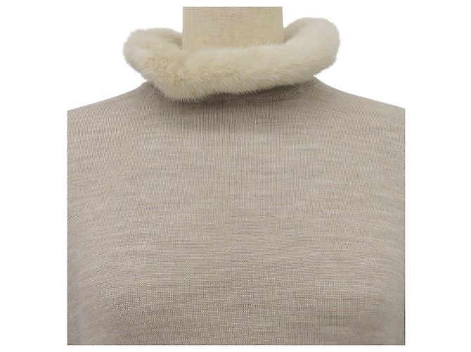 Fendi Kleid aus Nerz-Wolle Beige - Ansicht 3
