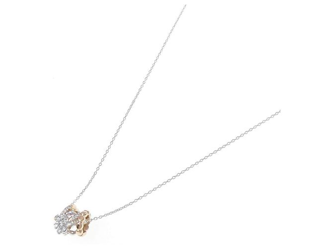 Autre Marque Collana a fiori in oro bianco e oro rosa Au750 con diamanti D'oro - vista 2