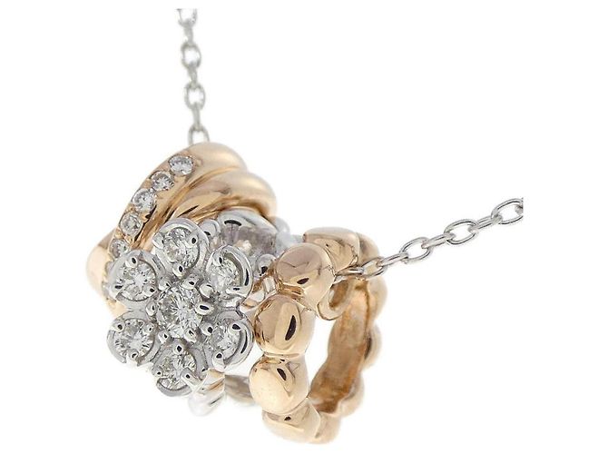 Autre Marque Collana a fiori in oro bianco e oro rosa Au750 con diamanti D'oro - vista 3