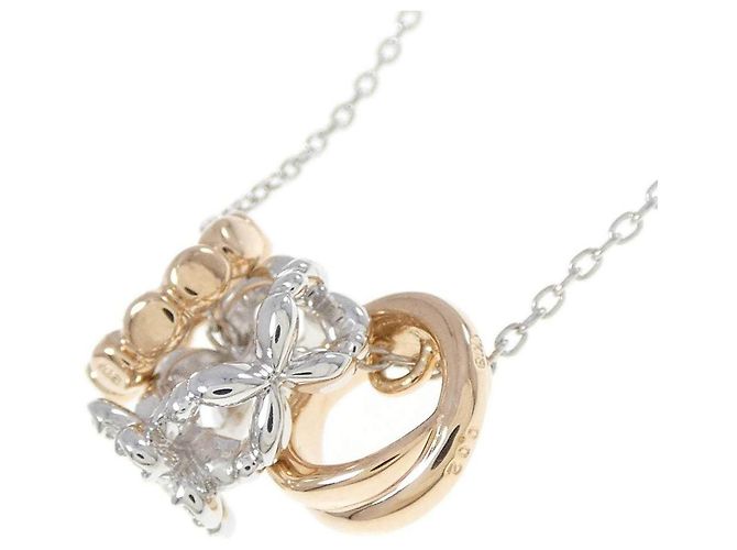 Autre Marque Collana a fiori in oro bianco e oro rosa Au750 con diamanti D'oro - vista 4