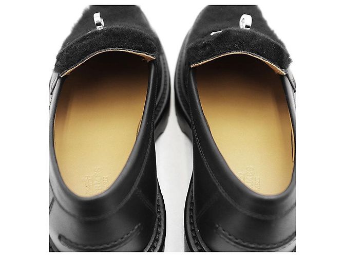 Mocassin Hermès Boucle Kelly Mouton Boa 36½ en cuir Noir - vue 12