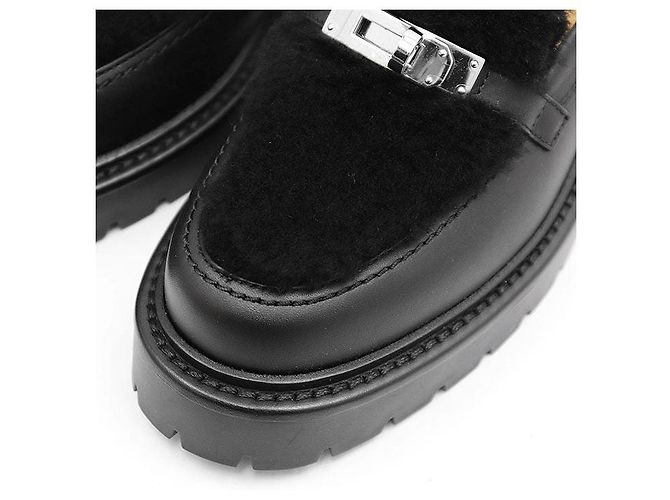 Mocassin Hermès Boucle Kelly Mouton Boa 36½ en cuir Noir - vue 2