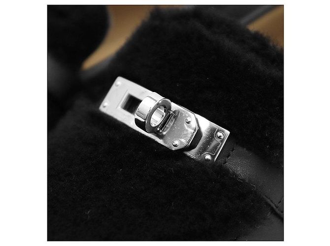 Mocassin Hermès Boucle Kelly Mouton Boa 36½ en cuir Noir - vue 3