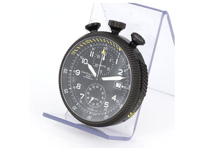 Autre Marque Hamilton Khaki Takeoff Auto Chrono Stainless Steel Automatic Limited Schwarz - Ansicht 8