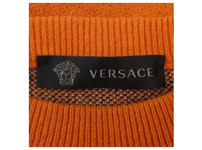 Maglia in misto cashmere Versace Nero Beige Arancione - vista 4