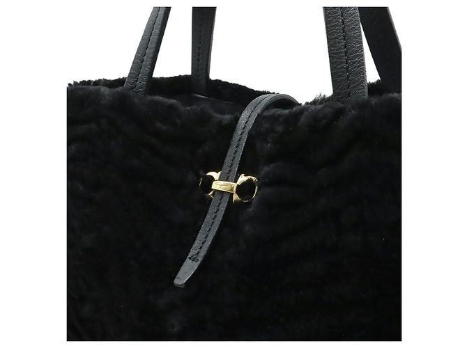 Borsa 2way Salvatore Ferragamo Gancini in pelliccia Nero - vista 7