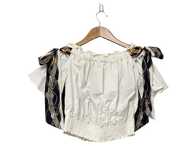 Autre Marque eimy istoire Off-Shoulder Bluse mit Schluppen-Schleife Weiß - Ansicht 3