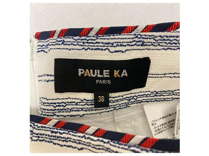 Autre Marque Saia evasê de algodão riscada Paule Ka Branco - vista 3