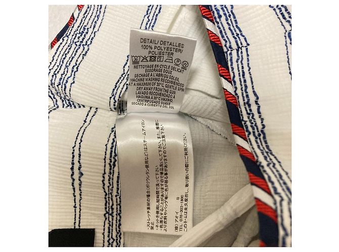 Autre Marque Saia evasê de algodão riscada Paule Ka Branco - vista 5