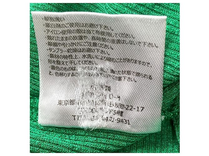 Autre Marque Happy John Langarm-Stricktop aus Mischmaterialien Weiß Grün - Ansicht 6