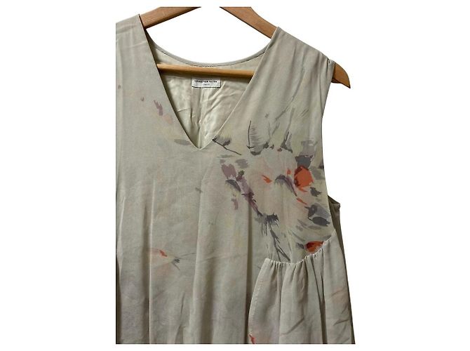 Abito trasparente con ricami floreali Dries Van Noten Multicolore Beige - vista 2