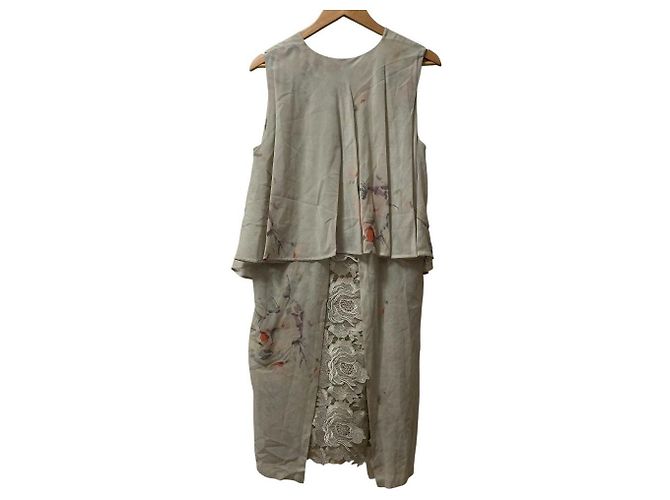 Abito trasparente con ricami floreali Dries Van Noten Multicolore Beige - vista 4