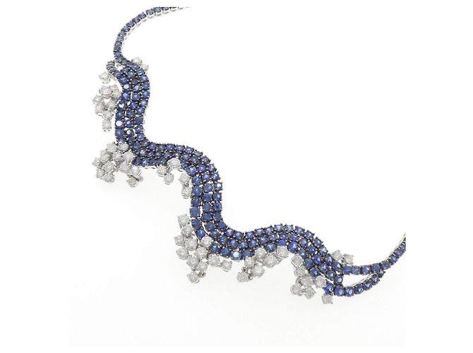 Autre Marque Collana Damiani Frutti in oro bianco 750 con zaffiro e diamante Argento - vista 2