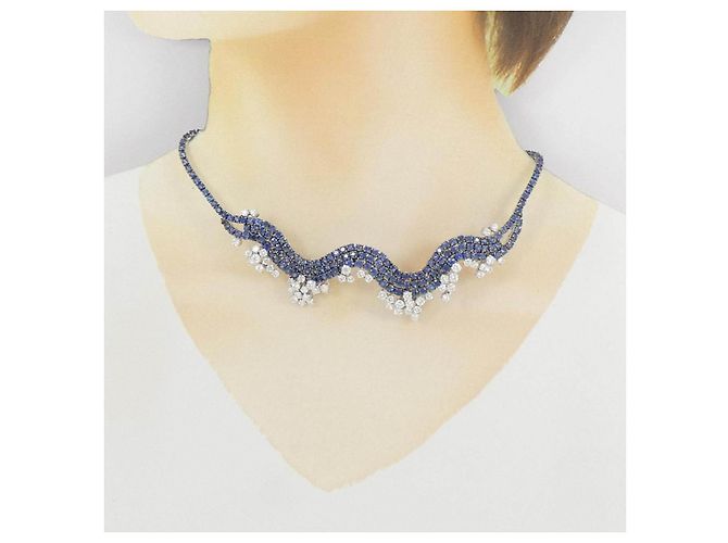 Autre Marque Collana Damiani Frutti in oro bianco 750 con zaffiro e diamante Argento - vista 6