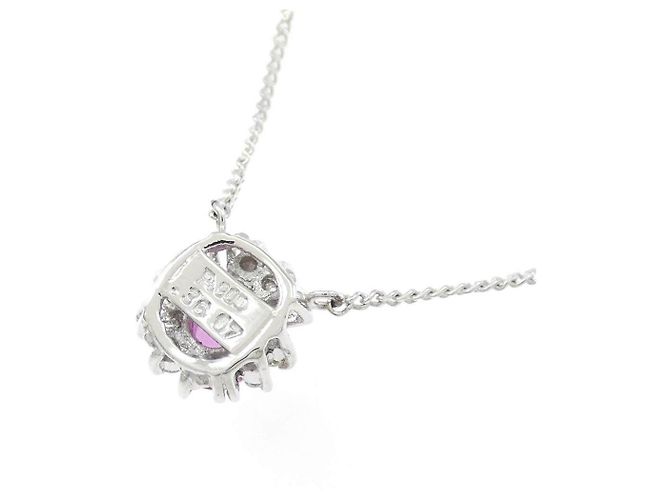 Autre Marque Platinum Ruby Diamond Necklace Red - view 4