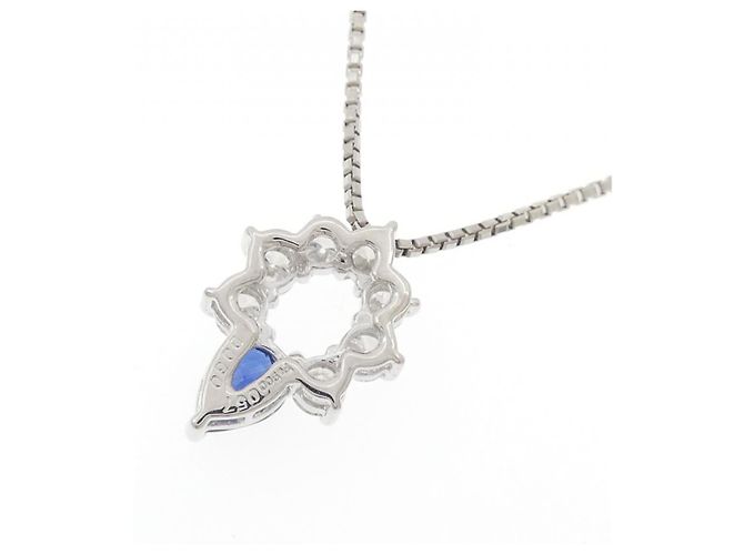 Autre Marque Collar Pt900 Pt850 Zafiro Diamante Plata - vista 4