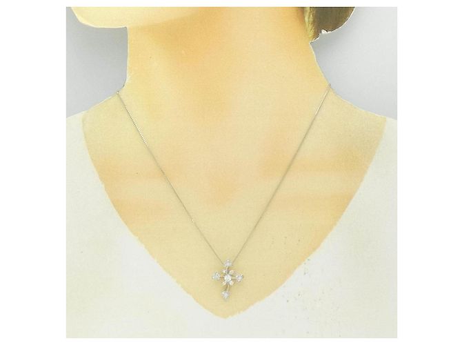 Autre Marque Colar de platina e diamantes Prata - vista 6