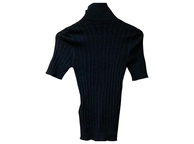 Yves Saint Laurent Jersey de manga corta de seda Saint Laurent Paris Negro - vista 2