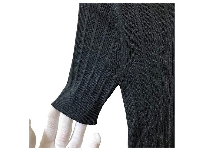 Yves Saint Laurent Jersey de manga corta de seda Saint Laurent Paris Negro - vista 4