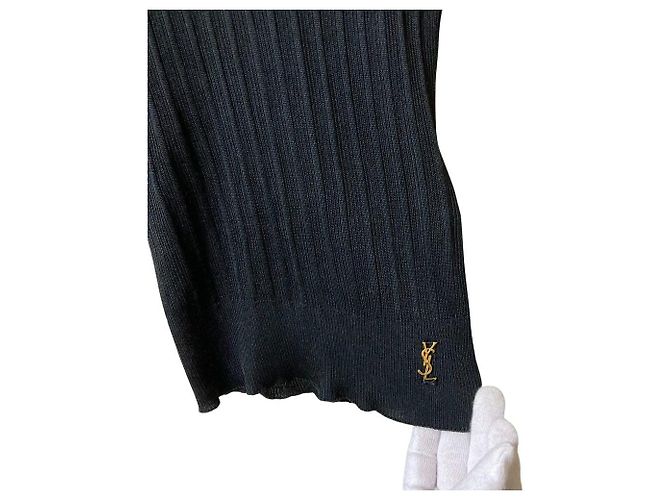 Yves Saint Laurent Jersey de manga corta de seda Saint Laurent Paris Negro - vista 5