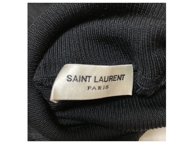 Yves Saint Laurent Jersey de manga corta de seda Saint Laurent Paris Negro - vista 6