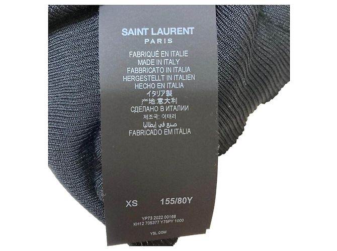 Yves Saint Laurent Jersey de manga corta de seda Saint Laurent Paris Negro - vista 7