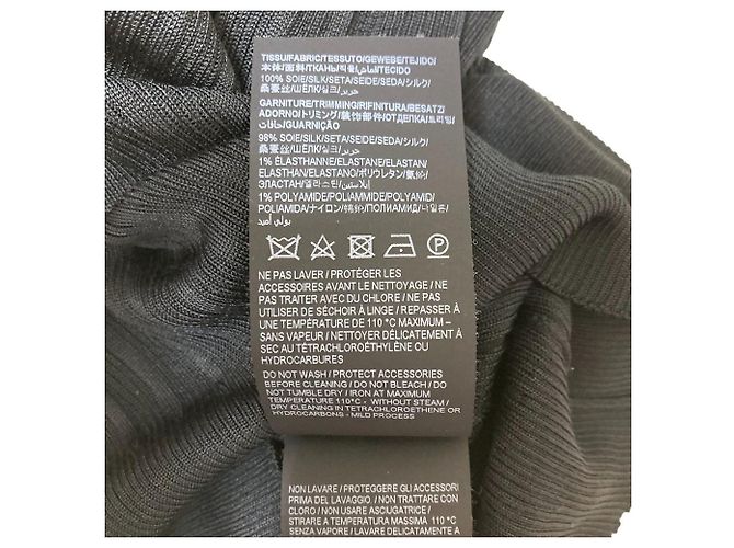 Yves Saint Laurent Jersey de manga corta de seda Saint Laurent Paris Negro - vista 8