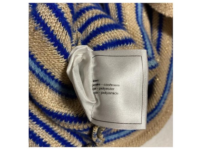 Malha Lame com Riscas Chanel Coco Mark Azul Bege - vista 10