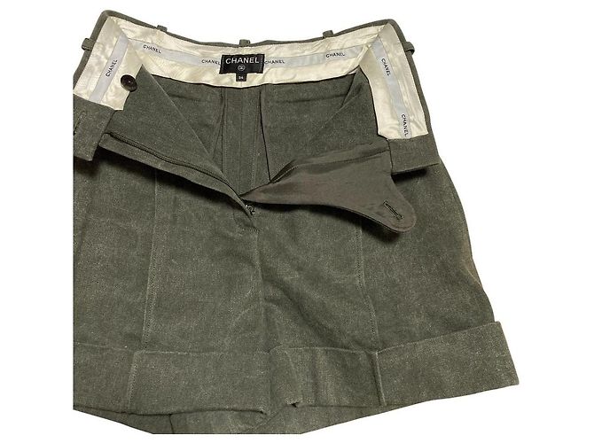 Chanel Shorts aus Canvas Grün Khaki - Ansicht 5