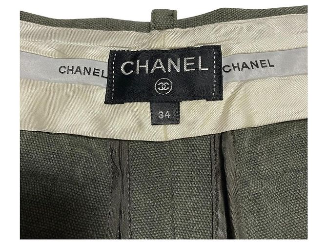 Chanel Shorts aus Canvas Grün Khaki - Ansicht 6