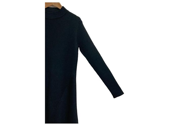 Autre Marque DES PRES Kleid aus Rippstrick Schwarz - Ansicht 3