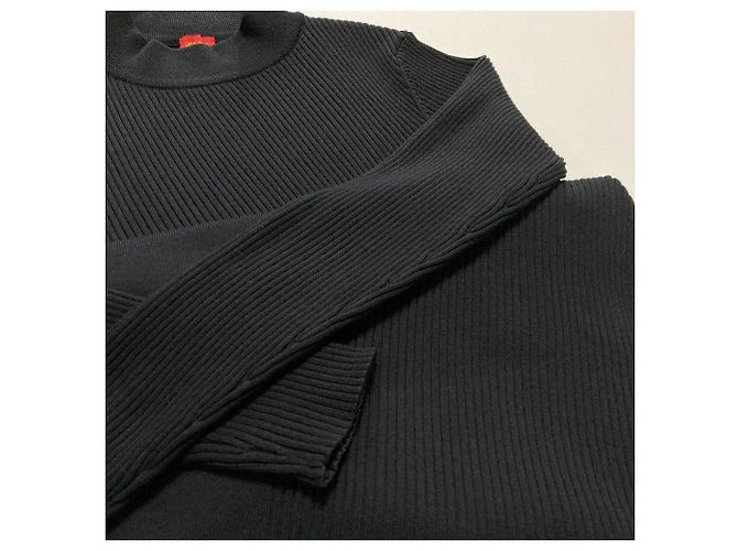 Autre Marque DES PRES Kleid aus Rippstrick Schwarz - Ansicht 7
