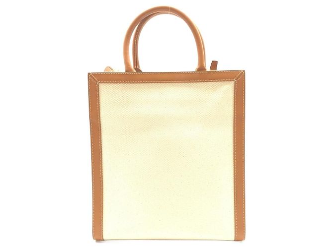 Céline Celine Small Vertical Celine Cabas Tasche aus Baumwollcanvas und Kalbsleder Beige - Ansicht 2