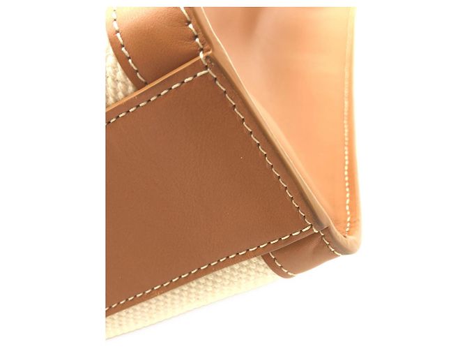 Céline Celine Small Vertical Celine Cabas Tasche aus Baumwollcanvas und Kalbsleder Beige - Ansicht 3