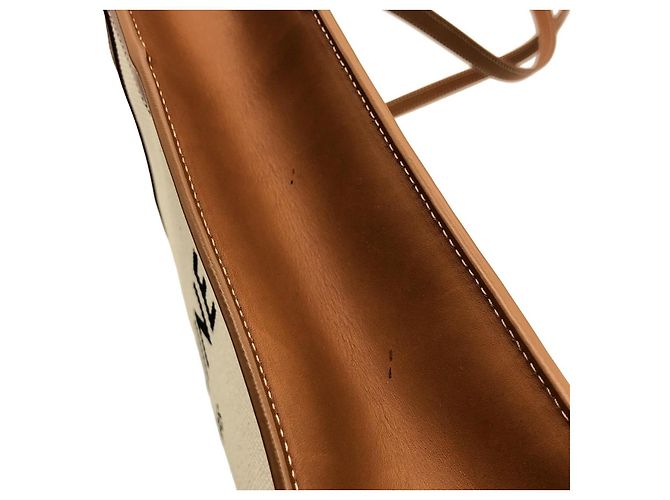 Céline Celine Small Vertical Celine Cabas Tasche aus Baumwollcanvas und Kalbsleder Beige - Ansicht 4