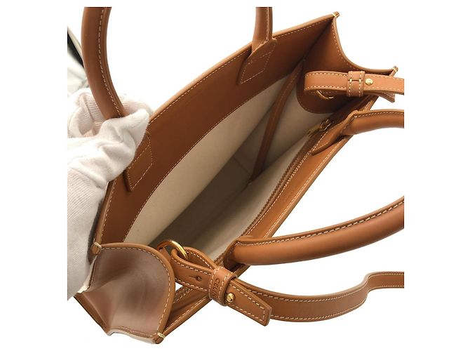 Céline Celine Small Vertical Celine Cabas Tasche aus Baumwollcanvas und Kalbsleder Beige - Ansicht 7
