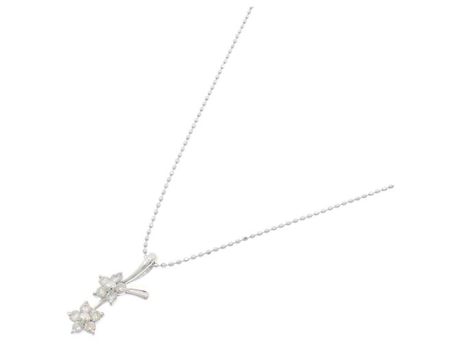 Autre Marque Collar Au750 Flor y Diamantes Plata - vista 2