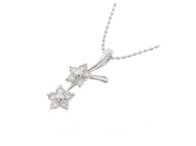 Autre Marque Collar Au750 Flor y Diamantes Plata - vista 3