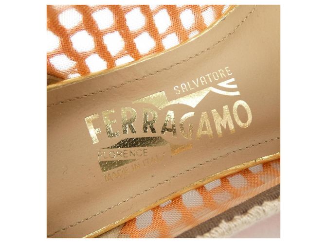 Salvatore Ferragamo Lederpumps Braun Beige Orange - Ansicht 6