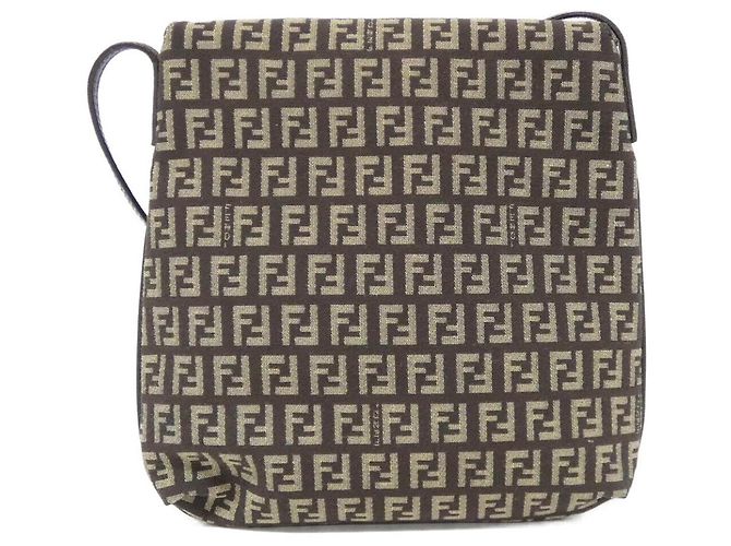Fendi 8BT075 JQ4 Schultertasche aus Canvas Braun - Ansicht 2