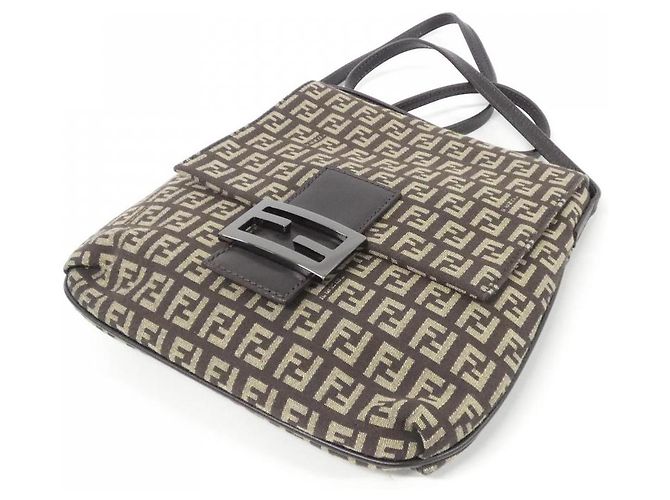 Fendi 8BT075 JQ4 Schultertasche aus Canvas Braun - Ansicht 3