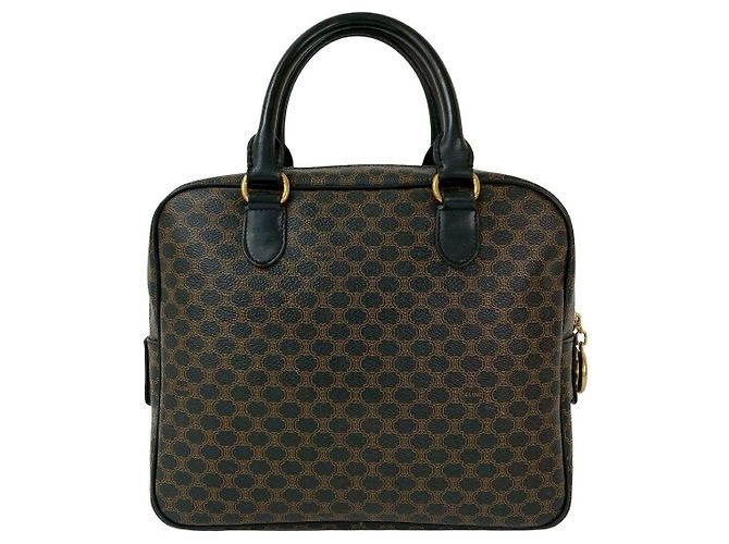 Céline Celine Macadam Blazon Handtasche aus PVC und Leder Braun Schwarz - Ansicht 3